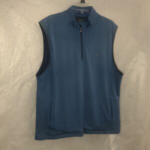 Greg Norman Play Dry 1/4 Zip  Blue Herringbone Golf Vest Size Men's XL EUC